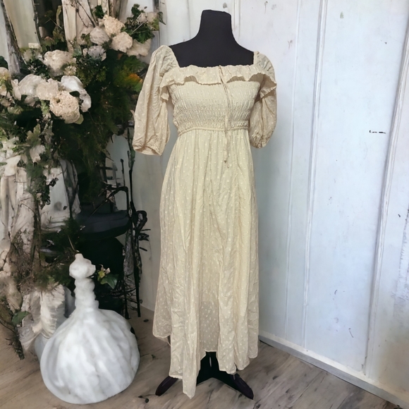 R.Vivimos Dresses & Skirts - R.Vivimos Summer Half Sleeve Cotton Ruffled Vintage Elegant Backless A Line dres